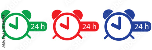 
24 hours icon Vector logo set flat . 