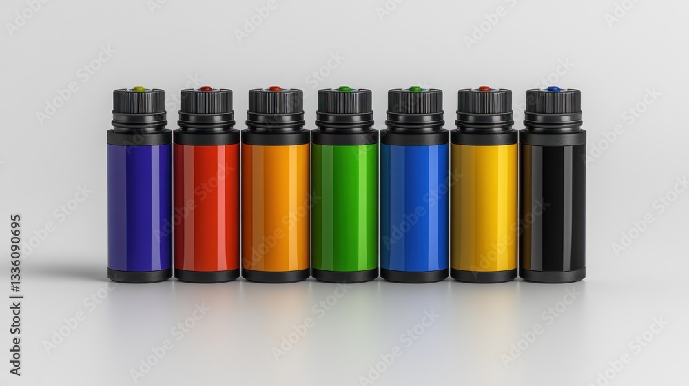 Six Colorful Bottles in a Row Six Colorful Bottles in a Row