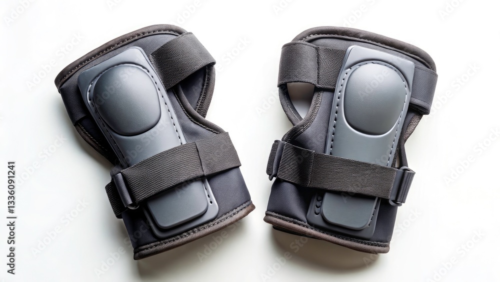 Panoramic Flat Lay of Natural Wrist Guards on White Background for Organic Design Elements and Copy Space Panoramic Flat Lay of Natural Wrist Guards on White Background for Organic Design Elements and Copy Space