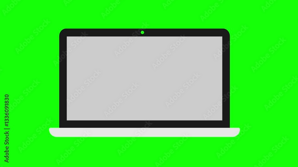 Laptop with white transparent screen on display with transparent background.
Laptop with white transparent screen on display with transparent background.