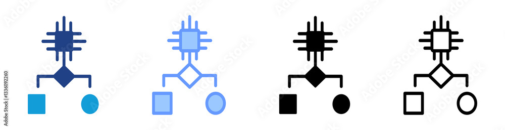 Algorithm icon set multiple style collection Algorithm icon set multiple style collection