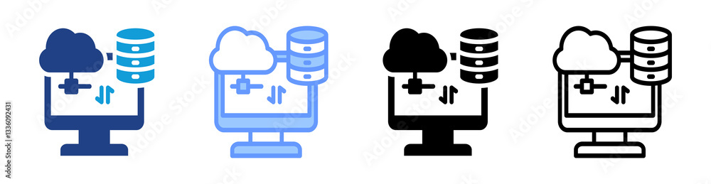 Big Data icon set multiple style collection Big Data icon set multiple style collection