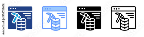 Data Mining icon set multiple style collection