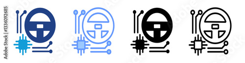 Autonomous System icon set multiple style collection