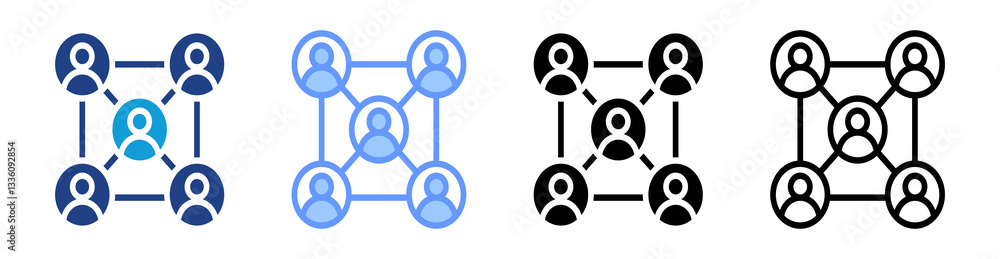 Agent Based Modeling icon set multiple style collection