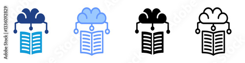 Self Learning System icon set multiple style collection