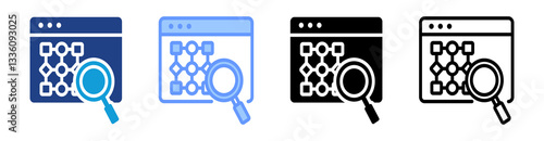 Pattern Analysis icon set multiple style collection