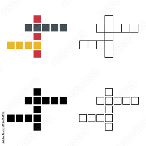 Set of Crossword concept icon, cross word graphic, web flat vector illustration .