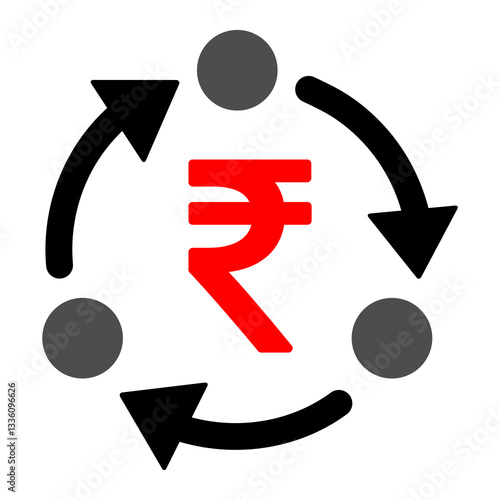 Rupee money change icon, trade cash information web symbol, convert sign vector illustration .
