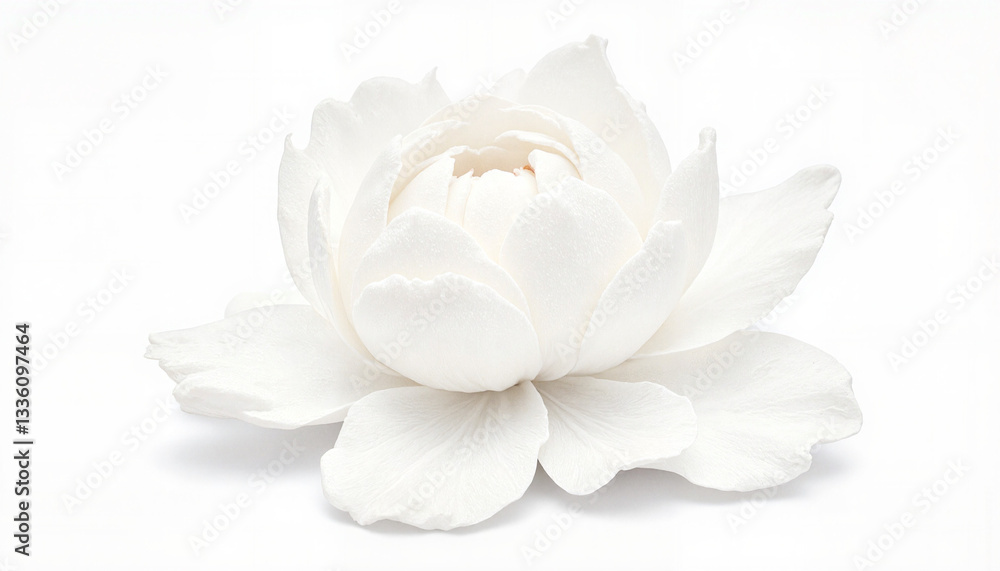 Fototapeta premium White lotus flower on plain white background
