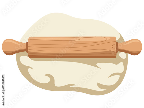 Rolling Pin and Dough Illustration Chalkboard Style Vector Art