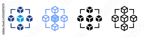 Blockchain icon set multiple style collection