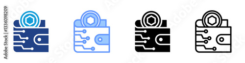 Wallet icon set multiple style collection