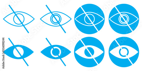 invisible eye hide icon, incognito icon no eye view hidden icon set. vision icon, unsee icons - eyesight symbol - sight look sign . 