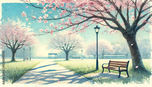 桜が咲く春の公園