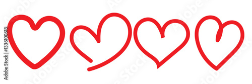 Heart, love, romance or valentine's day red heart. Heart vector icons. Artistic red heart love symbols isolated editable vector illustration.