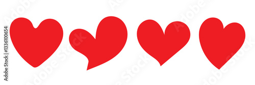 Heart, love, romance or valentine's day red heart. Heart vector icons. Artistic red heart love symbols isolated editable vector. 