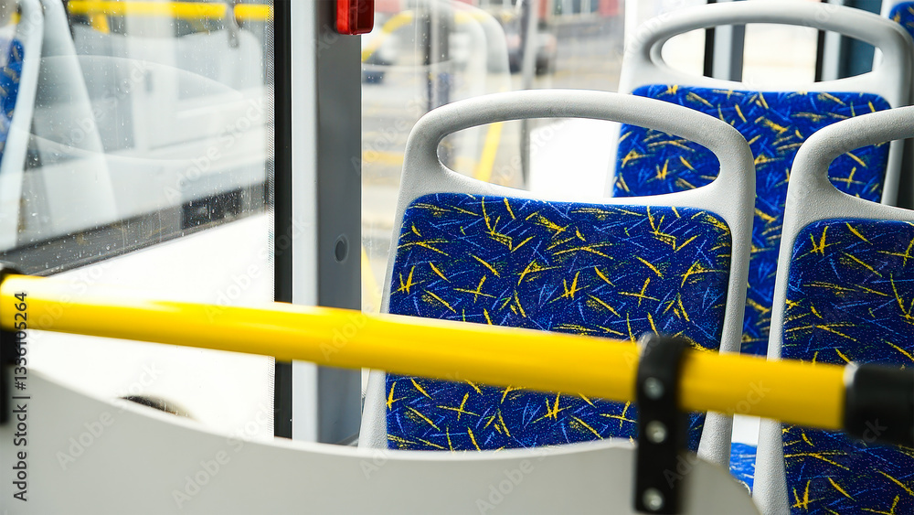 Naklejka premium Empty bus interior. Public transport