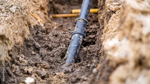 Wallpaper Mural Construction site with underground plumbing system exposed before foundation pour, showcasing pipes, trench layout, and early infrastructure phase of building development.
 Torontodigital.ca