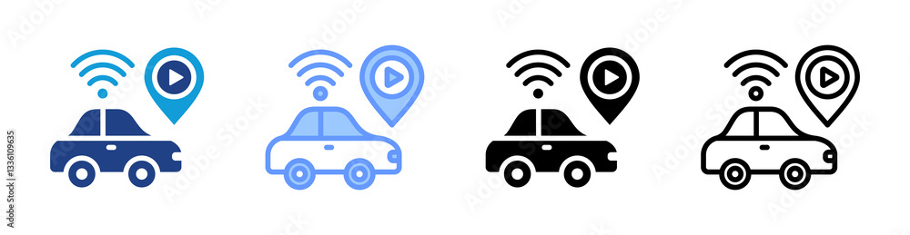Autonomous Vehicle icon set multiple style collection Autonomous Vehicle icon set multiple style collection