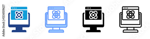 Quantum Computing icon set multiple style collection