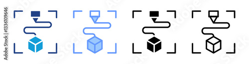 3D Printing icon set multiple style collection