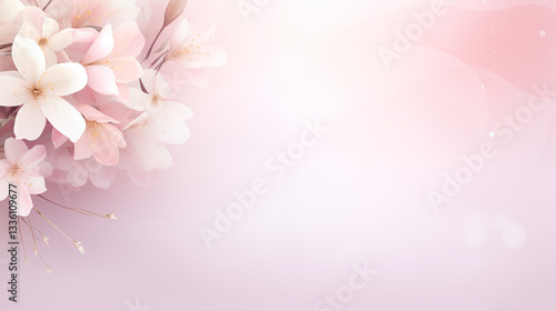 Soft pink and purple floral background design with elegant flowers and space for text, perfect for romantic and sophisticated projects, cards and PPT background.