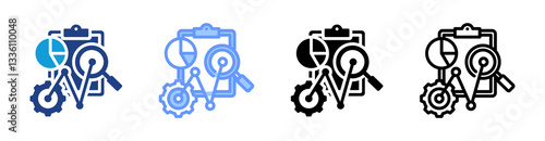 Data Analysis icon set multiple style collection