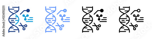 Gene Editing icon set multiple style collection