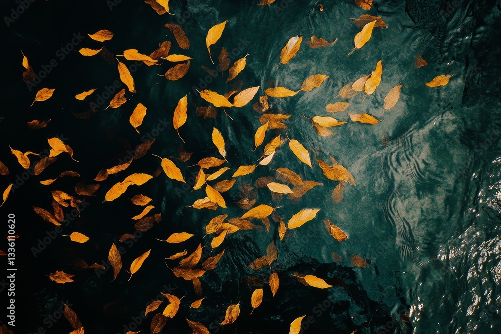Autumn Leaves on Water Surface Autumn Leaves on Water Surface