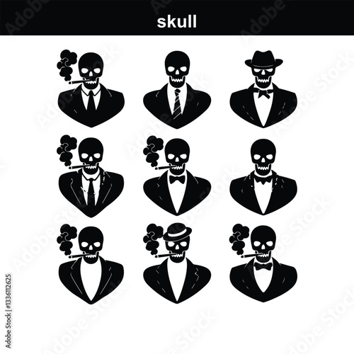 Skull icon on transparent background. Skull and bones Human Skull, Skull icon set. Poisonous substances symbols  silhouette
 