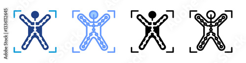 Motion Tracking icon set multiple style collection