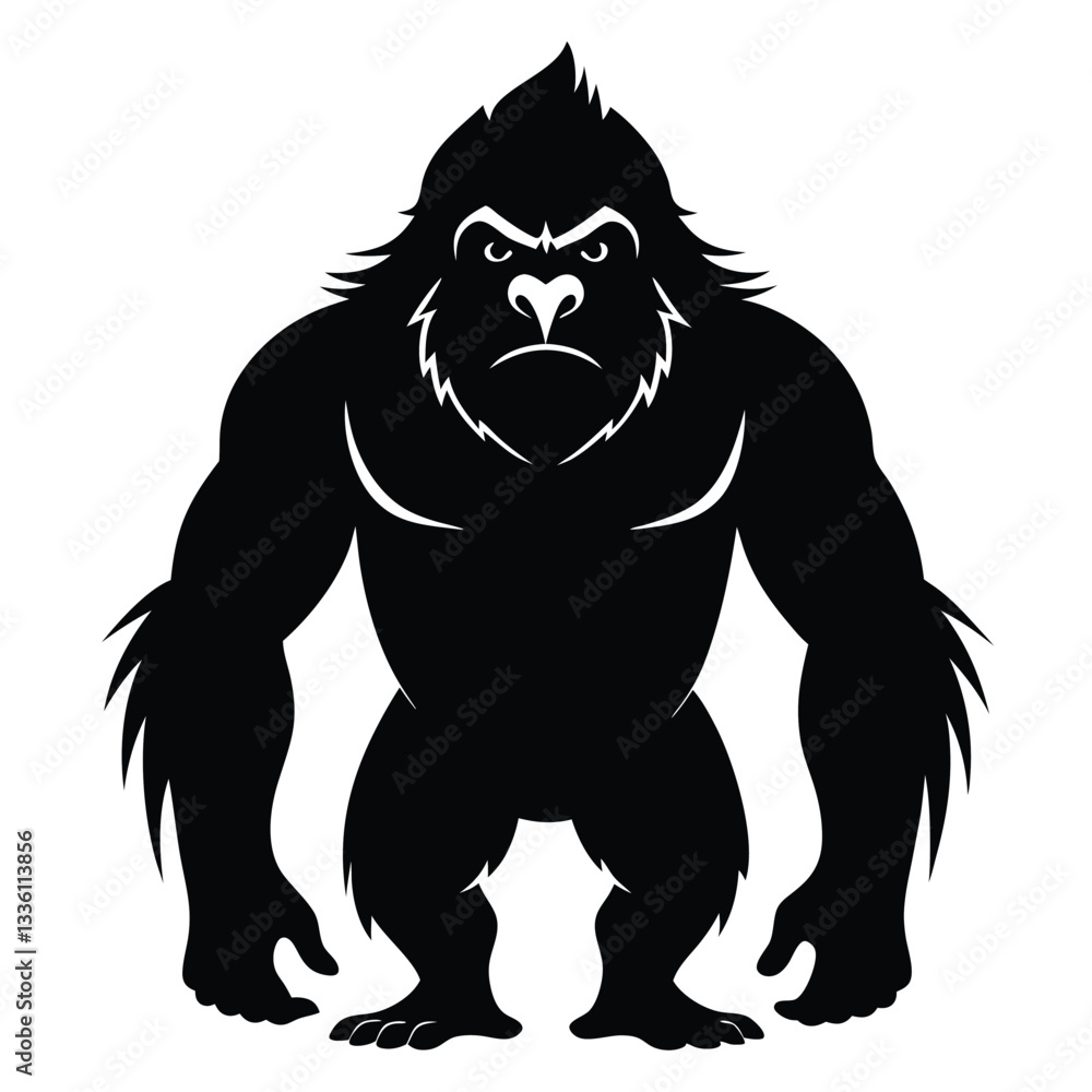 Obraz premium Gorilla silhouette vector illustration isolated on white background