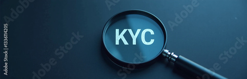 The Magnifying Glass Features An Abstract Design With A Subtle Nod To Kyc Requirements In A Minimalist Style.