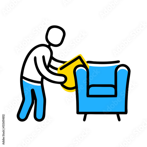 Household cleaning chores: person dusting furniture for a tidy home environment and spotless spaces