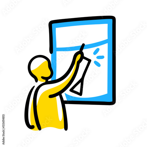 Window cleaning service. person engaged in energizing window cleaning, highlighting cleanliness, efficiency, and the satisfaction of spotless windows