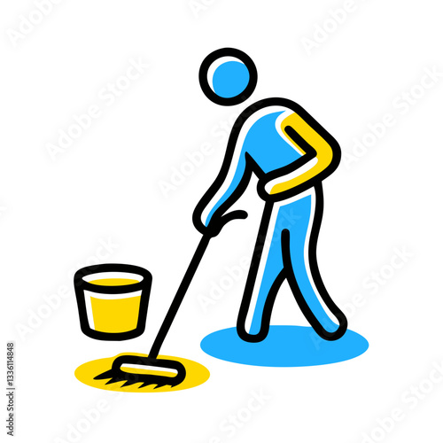 Efficient floor cleaning service - person mopping for spotless shine in home or business, symbolizing cleanliness and hygiene