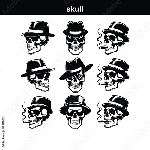 Skull icon on transparent background. Skull and bones Human Skull, Skull icon set. Poisonous substances symbols  silhouette
 