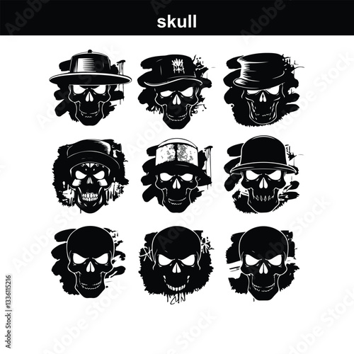 Skull icon on transparent background. Skull and bones Human Skull, Skull icon set. Poisonous substances symbols  silhouette
 
