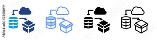 Containerization icon set multiple style collection