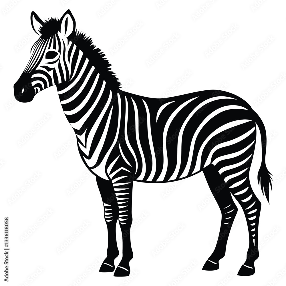 Fototapeta premium Zebra silhouette vector illustration isolated on white background