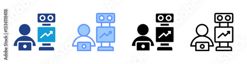Robotic Development icon set multiple style collection