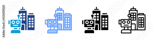 Robotic Architect icon set multiple style collection