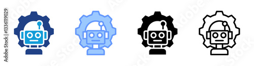 Robotic Manager icon set multiple style collection