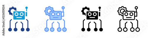 Robotic Supervisor icon set multiple style collection