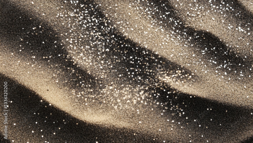 Textured dark sand with shimmering glitter Textured dark sand with shimmering glitter