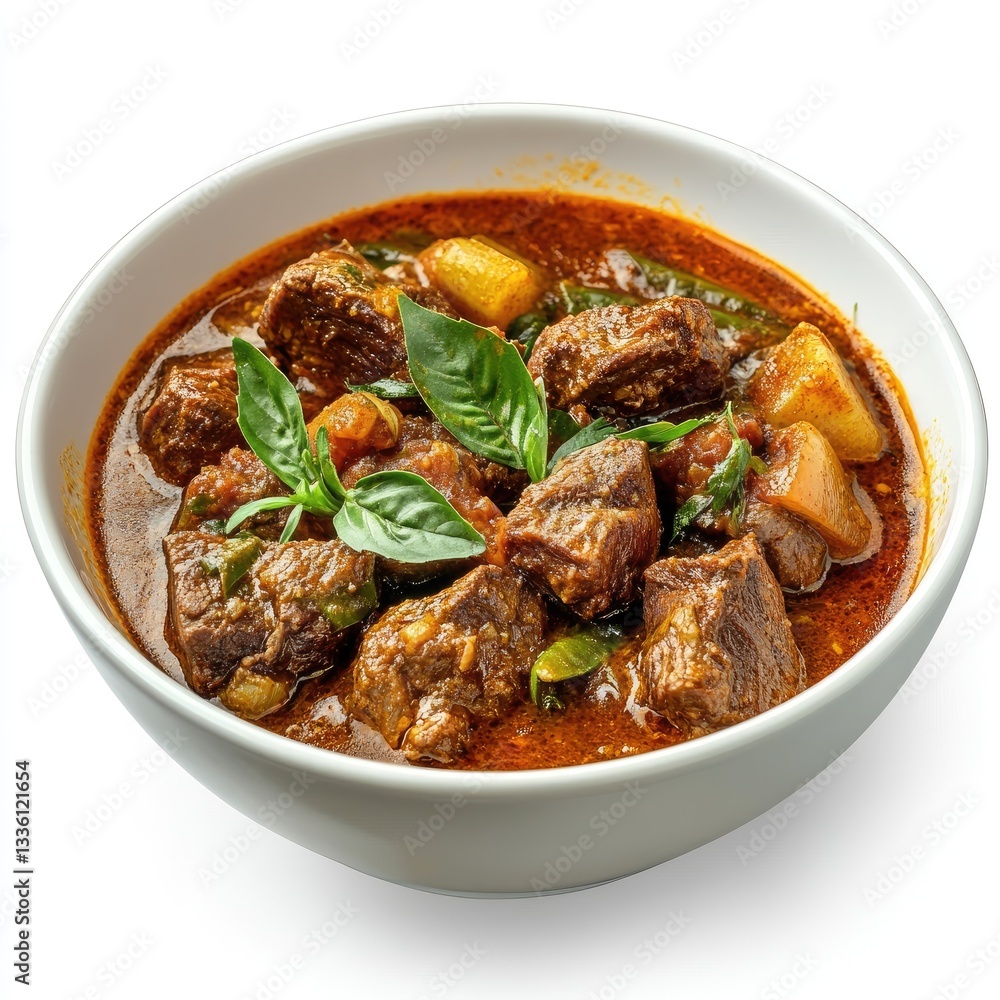 Beef stew with rice, vegetables, and spices in a bowl Beef stew with rice, vegetables, and spices in a bowl
