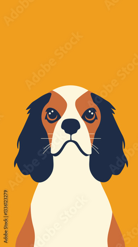 Minimalist Cavalier King Charles Spaniel Vector Illustration in Flat Design Style