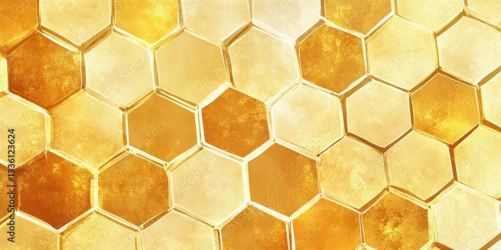 Honeycomb-inspired texture showcasing a vibrant golden hue and intricate hexagonal patterns Honeycomb-inspired texture showcasing a vibrant golden hue and intricate hexagonal patterns