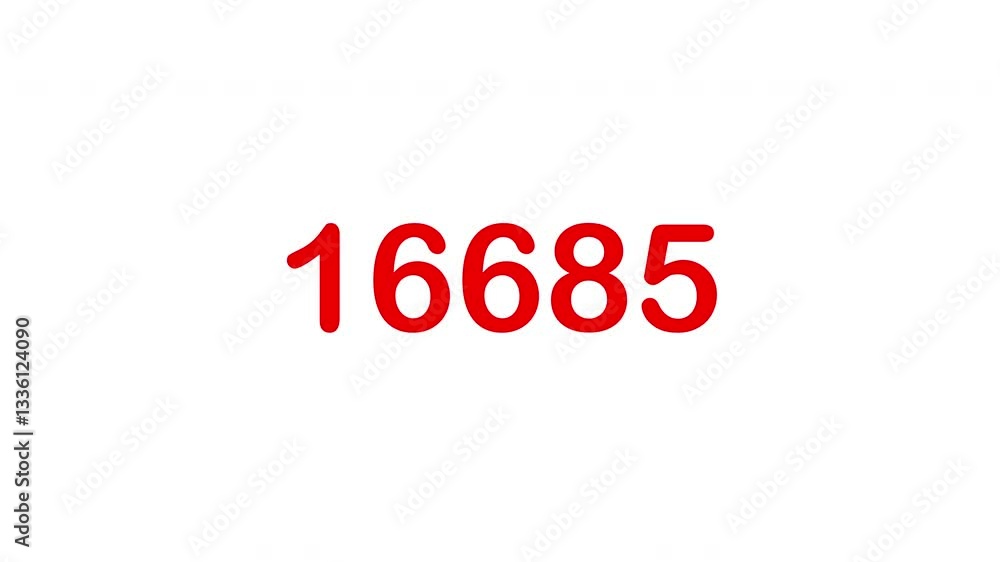 COUNTUP RED NUMBER IN WHITE BACKGROUND COUNTUP RED NUMBER IN WHITE BACKGROUND